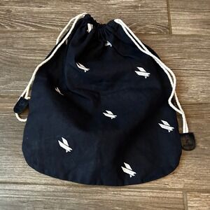 American Airlines Amenity Kit Bag Only Navy Blue Drawstring Bag White Bird